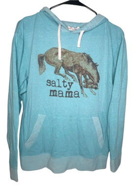 Live And Tell Salty Mama Horse Western Graphic Long Sleeve Hoodie